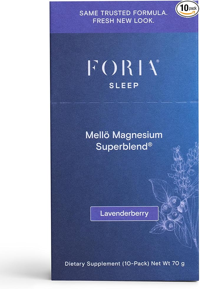 mellö Magnesium Supplement Superblend Powder - Magnesium Glycinate with L-Theanine GABA and Trace Minerals - Supports Sleep Relaxation and Balanced Energy - Lavenderberry Flavor 10-Pack Singles