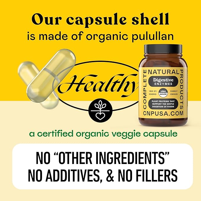 Complete Natural Products Organic Papaya Enzymes 100 Capsules &amp Digestive Enzymes 100 Capsules Bundle