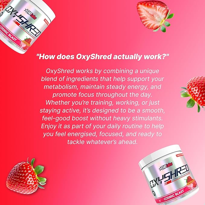 EHP Labs OxyShred Pre Workout Powder - Preworkout Powder with L Glutamine &amp Acetyl L Carnitine Energy Boost Drink - Cosmic Blast 60 Servings