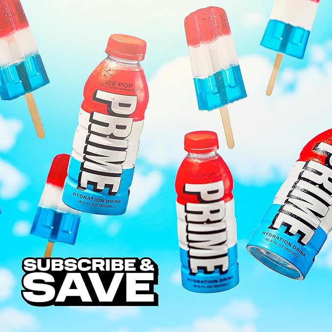 PRIME Hydration ICE POP | Sports Drinks | Electrolyte Enhanced for Ultimate Hydration-| 250mg BCAAs-| B Vitamins-| Antioxidants-| 2g Of Sugar-| 16.9 Fluid Ounce-|(Pack of 24)