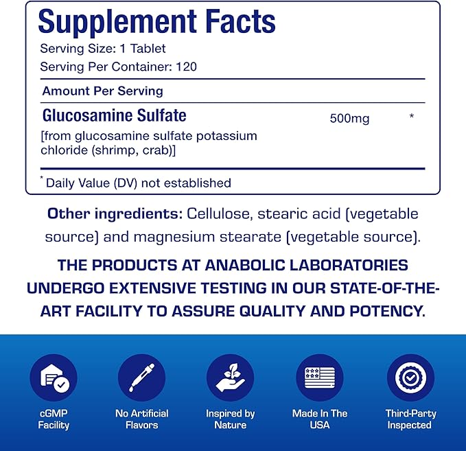 Glucosamine Sulfate Joint Health Supplement - Soft Tissue Cartilage Tendon and Ligament Supplement for Enhanced Mobility Comfort and Flexibility - Non-GMO Sodium Free &amp Made in the USA - 120 Servi