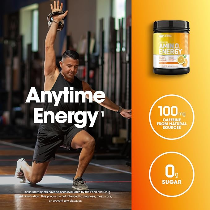 Optimum Nutrition Amino Energy - Pre Workout with Green Tea BCAA Amino Acids Keto Friendly Green Coffee Extract Energy Powder - Citrus Spritz 65 Servings (Packaging May Vary)