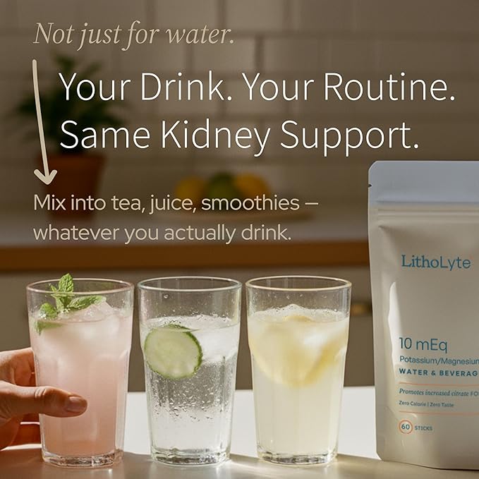 10mEq | Water &amp Beverage Enhancer for Kidney Health | Citrate &amp Electrolytes for Kidney Protection | Science-Based Support Beyond Cleanse Detox or Stone Dissolver Supplements | 60 Sticks