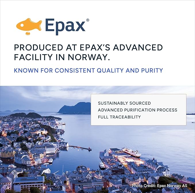 EPAX® Norwegian Omega-3 Fish Oil - 1000mg EPA &amp DHA rTG Form for Superior Absorption IFOS Certified No Fishy Burps Third-Party Tested Heart Brain &amp Joint Support - 120 Softgels