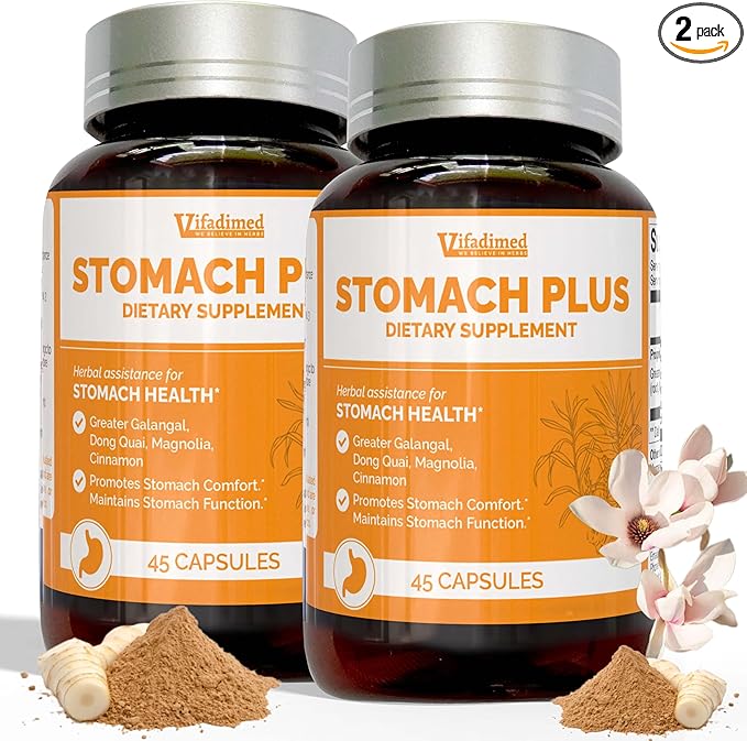 Stomach Plus Stomach Lining Support Gastritis Relief Stomachache Support Gastric Upset ReliefMotility Support with Galangal Dong Quai Cinnamon &amp Magnolia - 90 Capsules