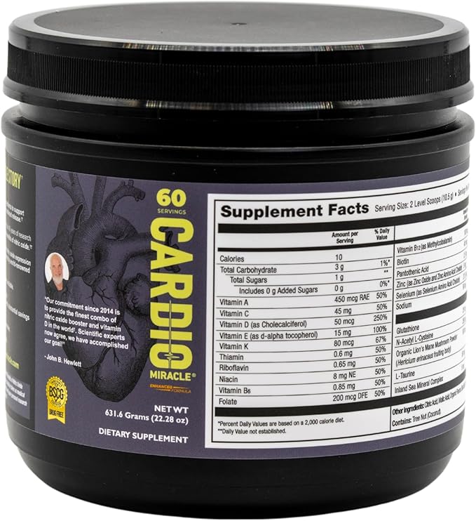 Cardio Miracle Nitric Oxide Supplement 60 Servings - Beet Root Powder with L-Arginine to Support Circulation Blood Flow Energy Endurance Stamina &amp Heart Health for Men and Women