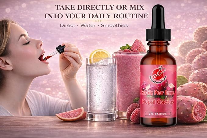 Prickly Pear Drops Concentrated Nopal Cactus Fruit Liquid Supplement with Vitamin B12 Antioxidants Betalains Vitamins &amp Trace Minerals 2 Fl Oz (Pack of 1)