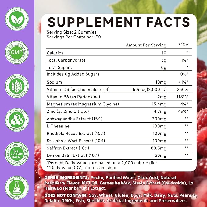NAC Gummies and Saffron for Kids &amp Adults Strawberry &amp Raspberry Flavor 120 Counts Bundle