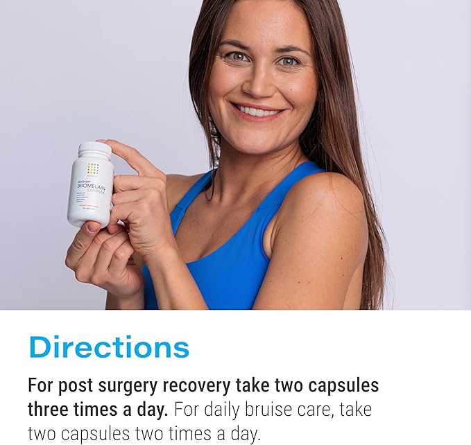 Bruizex Bromelain &amp Quercetin Recovery Complex - Post Surgery Recovery Bruising Swelling Relief Lymphatic Drainage - Post 360 lipo BBL Liposuction Tummy Tuck - Non GMO - 60 Capsules