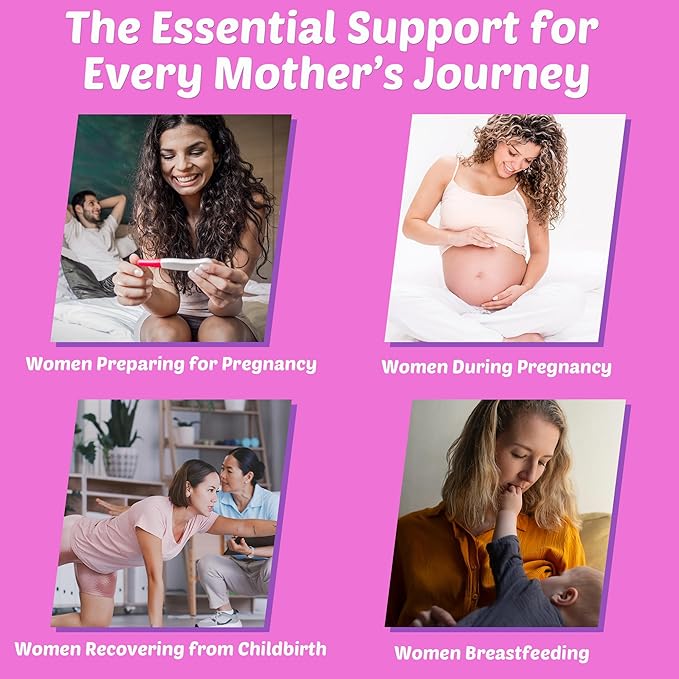 Prenatal Vitamins for Women with Methylfolate Vegan Omega-3 DHA Organic Food Blend Probiotics Iron Vitamin D3 B6 B12 Choline Sugar Free Multivitamin for Women During &amp Post Pregnancy 120 C