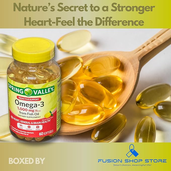 Omega 3 1000mg- Fish Oil 60 softgels (Pack of 1) Boxed By Fusion Shop Store