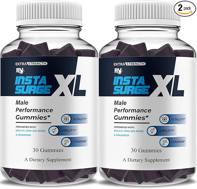BLUE VIBE Insta Surge XL Gummies InstaSurgeXL Advanced Overall Health Formula Supplement InstaSurge XL Maximum Support (2 Pack - 60 Gummies)