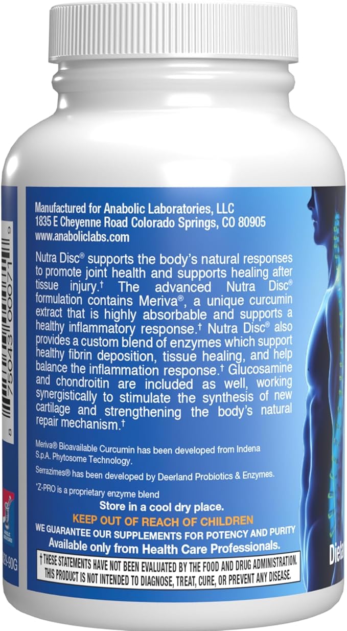 Nutra Disc &amp Joint Support Supplement - Clinically Formulated Restorative Cartilage Ligament and Tendon Supplement with Patented Meriva Curcumin &amp Glucosamine and Chondroitin for Adults - 45 S