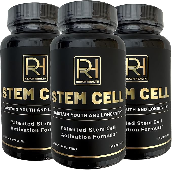 Stem Cell Activation Formula 60 Capsules with Vitamin D and B12 Youth and Longevity Support Maintain Youth and Longevity Patented StemCell Activation Fomula (3bottle (180 softgels))