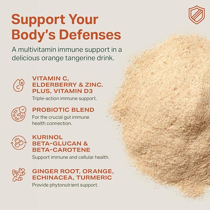 Proper The Oranges Immune Support Supplement. Orange Tangerine Drink Mix. Elderberry Vitamin C and Zinc Complex with Echinacea Immunity Vitamins Phytonutrients and Gut Health Probiotic
