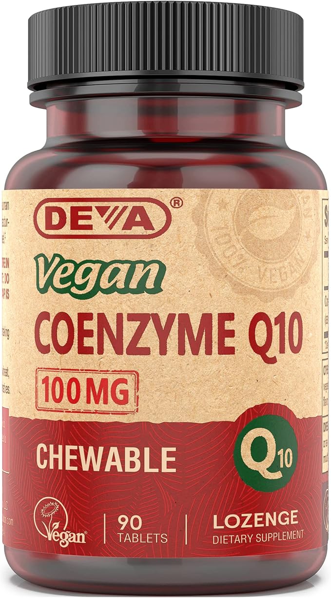 DEVA Vegan Vitamins Coenzyme Q10 100mg - Potent &amp Affordable in One Bottle - Chewable 90 Tablets (Pack of 1)