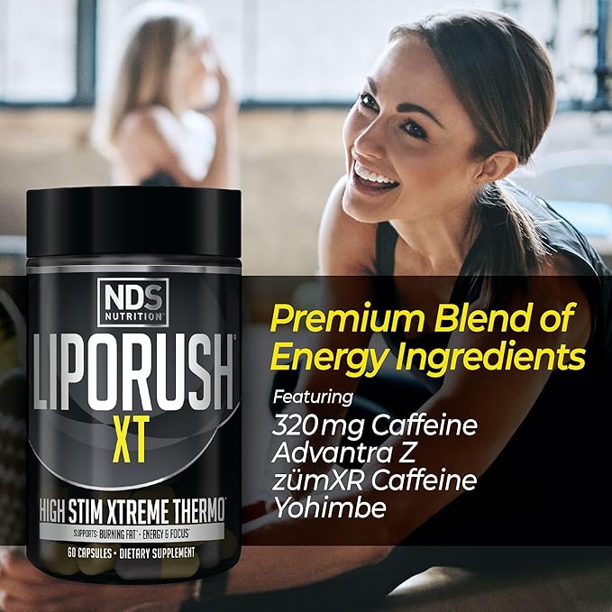 NDS Nutrition XT - Super Concentrated Thermogenic with L-Carnitine &amp Teacrine for Shredding Fat - Supports Maximum Energy Focus Calorie Burning Diuretic Appetite Control (60 Capsules)