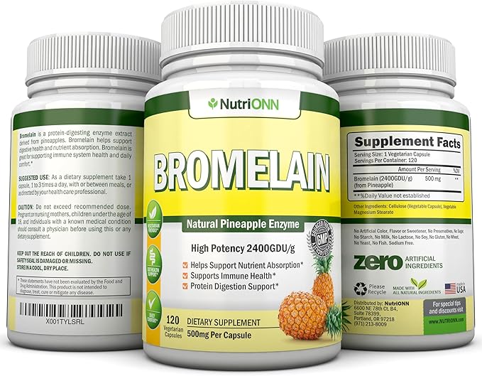 Bromelain - 500mg - 2400 GDU - 120 Vegetable Capsules - Pure Pineapple Enzyme Extract - Supports Digestion and Nutrient Absorption - Great for Immune Health