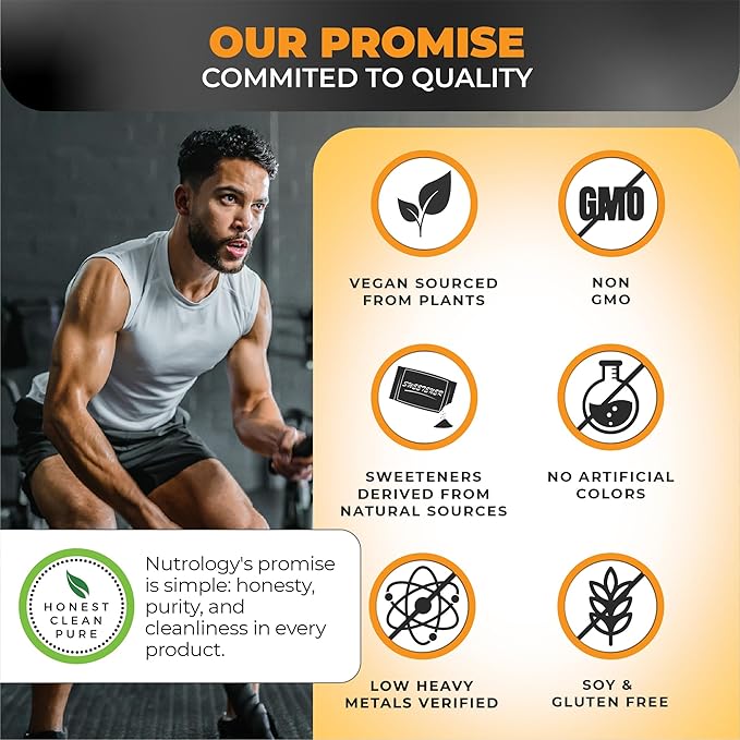 Nutrology BCAA Natural - Plant Based BCAA Powder Orange Coconut Flavor Optimized 2:1:1 Ratio Amino Acids Powder for Pre Workout &amp Post Workout Recovery Vegan Gluten-Free Non-GMO 30 Servings