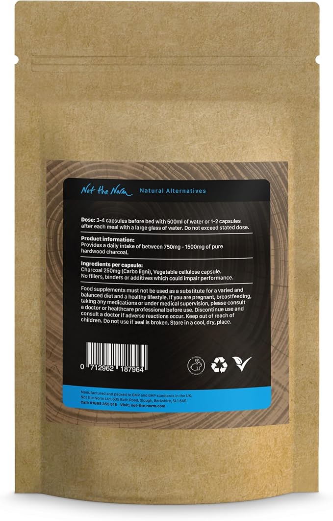 Pure Non-Activated Hardwood Charcoal (500 Capsules)