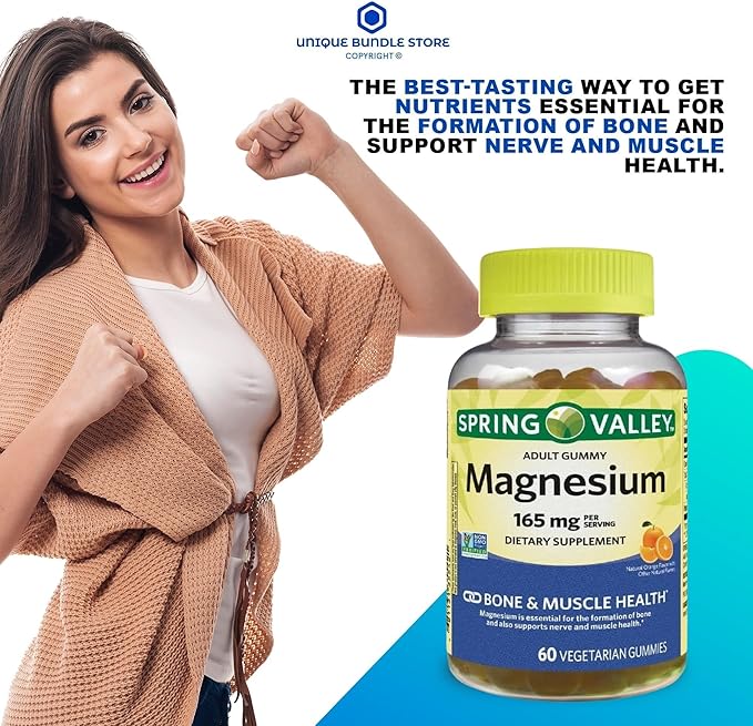 Magnesium 165mg – 60 Gummies Orange Flavor Magnesium Citrate Gummy Magnesium Gummies Chewable Magnesium Supplement for Bone &amp Muscle Health (Pack of 2)