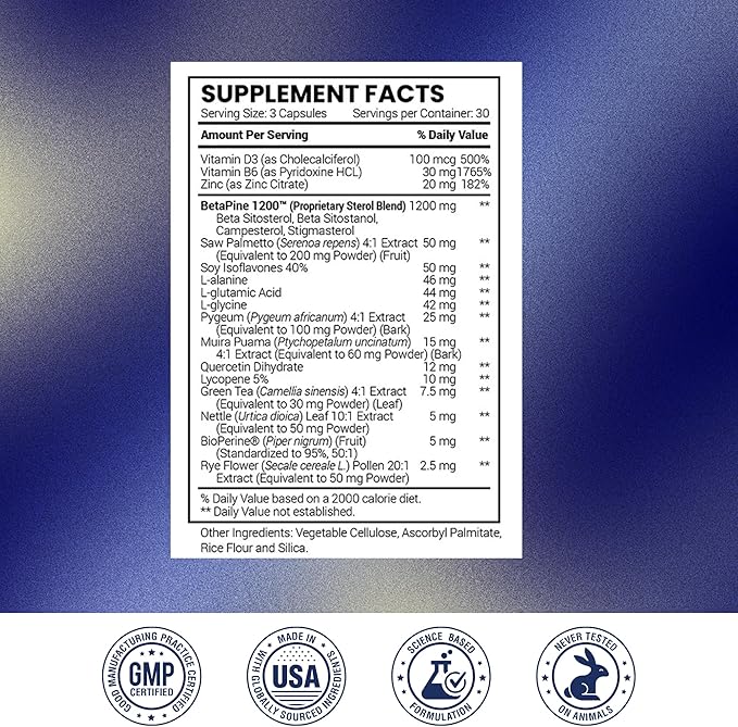 Research Verified Prosta Relief - Saw Palmetto and Bioperine - Prostate Health Bladder &amp Urinary Health Drive and Performance - Pure Natural 90 Capsules (Pack of 1)