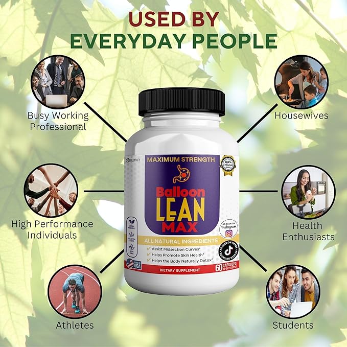 Balloon Lean Max Maximum Strength Dietary Supplement 60 Capsules Natural Ingredients 30-Day Supply (2)