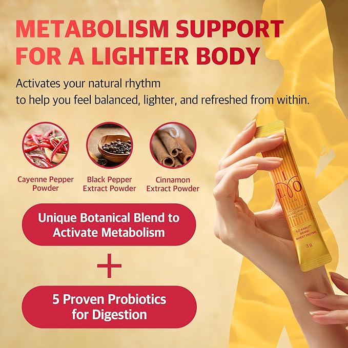 ILO Kamut Enzyme Complex – Digestive Health and Natural Metabolic Activation – Fermented Ancient Grains with Spicy Botanicals 30 Sticks