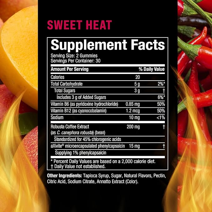 Hydroxycut Hardcore Ultra Shred Gummies Sweet Heat - 99% Stimulant Free - Includes Capsaicin &amp B Vitamins - For Women &amp Men
