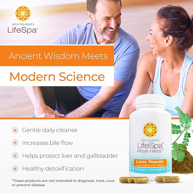 LifeSpa Whole Herbs Liver Repair | Liver Detox | Liver Cleanse and Repair | Health Supplements for Liver Health | Supports Liver and Gallbladder Detox | 90 Capsules | 475mg