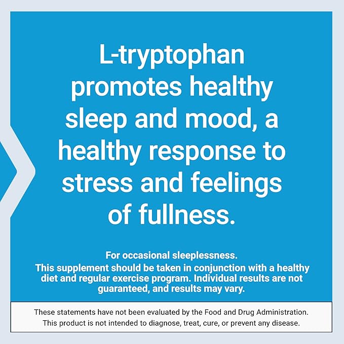 Life Extension L-Tryptophan 500 mg Encourages Healthy Serotonin Levels and Promotes Healthy Sleep Mood Stress Response &amp Satiety Gluten-Free Non-GMO Vegetarian 90 Capsules
