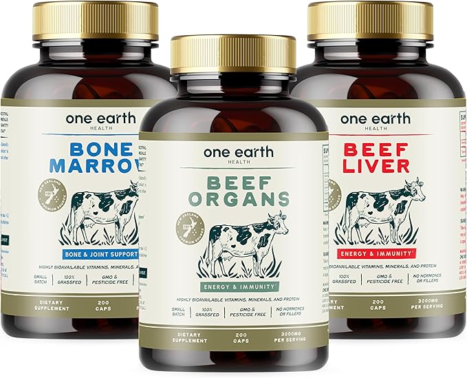 One Earth Health Super Combo Bundle - Beef Organs Bone Marrow and Liver. New Zealand Grass Fed and Finished