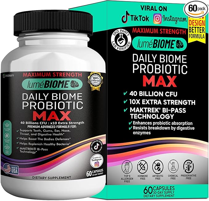 Daily Biome Probiotic Max 40 Billion CFU Maximum Strength 60 Capsules 30-Day Supply (1)