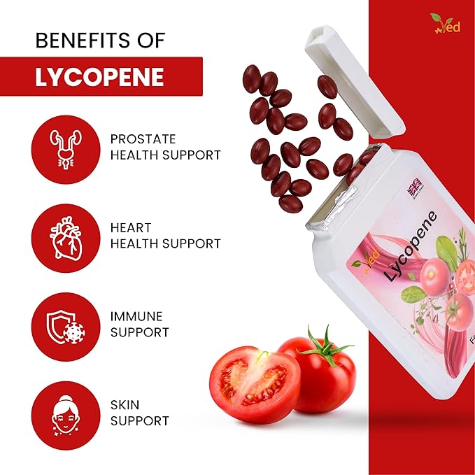 Ved Lycopene 500 mg | 90 softgel 6 Month Supply.(Pack of 2)