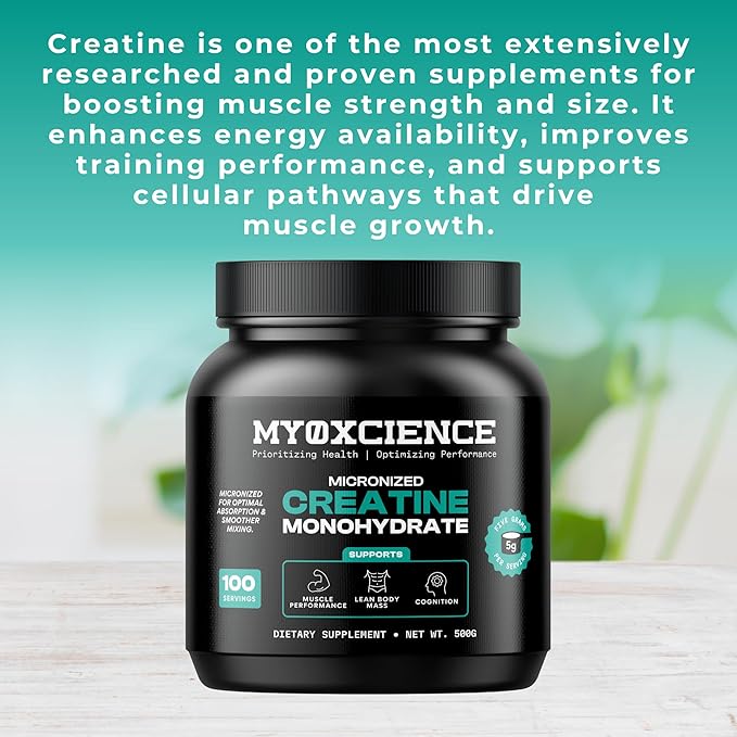 MYOXCIENCE Micronized Creatine | Supports Muscle Performance Lean Body Mass &amp Cognition | 100 Servings