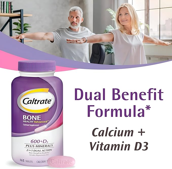 Caltrate 600+D3 Plus Minerals Calcium and Vitamin D Supplement Tablets Bone Health and Mineral Supplement for Adults - 60 Count