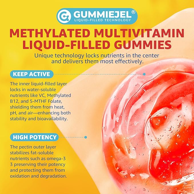 (2 Pack) Kids Multivitamin Gummies with Iron Sugar Free Kids Daily Vitamins + Probiotics Algae Omega 3 (EPA/DHA) A C D Methyl B12 Folate B6 Zinc Biotin for Healthy Growth Immune Support