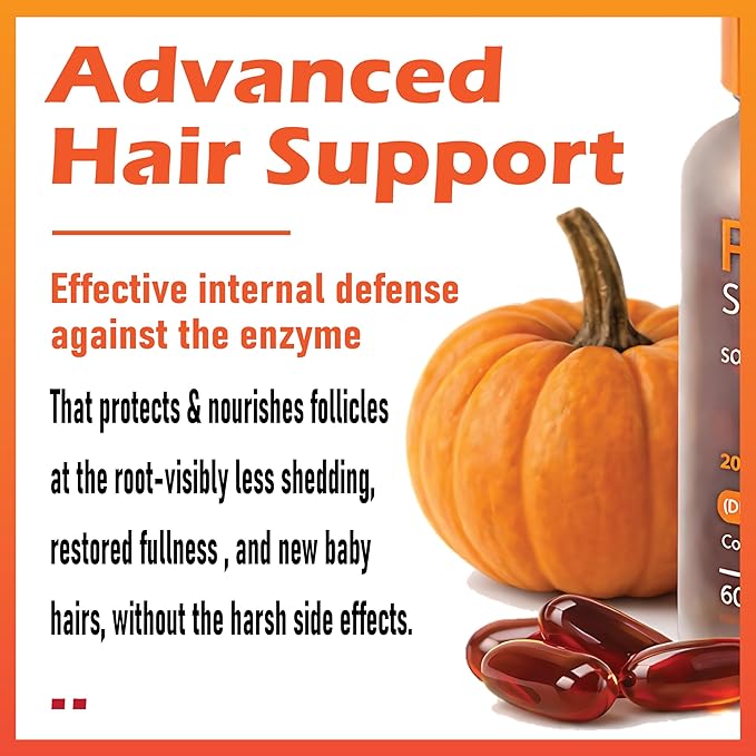 BELANO Pumpkin Seed Oil with Saw Palmetto Capsules Pumpkin Seed Oil for Hair Growth Improve Hair Loss Cold Pressed Promote Hair Growth Maintain Body Balance 60 Softgels