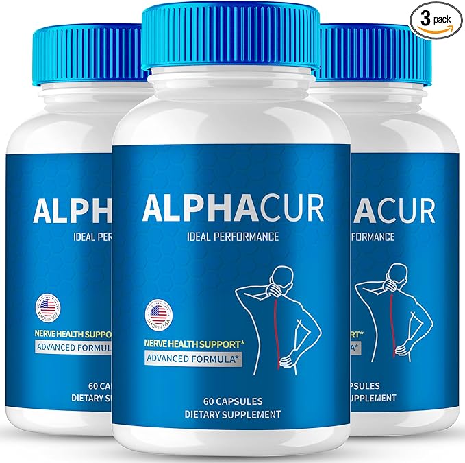AlphaCur for Neuropathy Advanced Formula Capsules Official AlphaCur for Nerve Pain Supplement Pills - Maximum Strength All Natural Healthy Circulation &amp Stable Levels Alpha Cur Reviews (3 Pack)