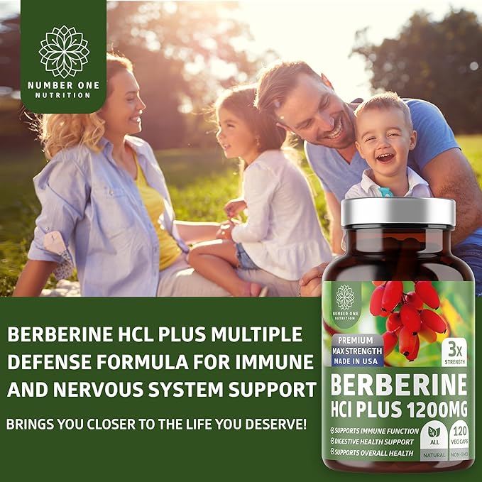 Berberine HCl Supplement 1200mg Pure Berberis Aristata Capsules to Support Metabolic Health Digestive Wellness and Cellular Antioxidant Support Non-GMO Vegetarian 120 Capsules 2-Month Supply