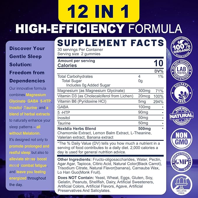 Melatonin Free Natural Sleep Gummies for Adults + Vitamin B Complex Gummies for Women