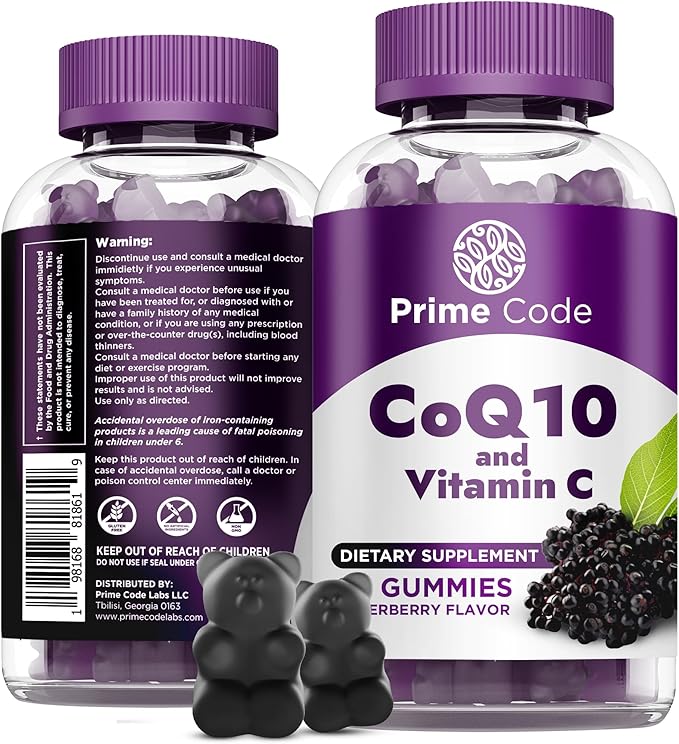 Prime Code CoQ10 250mg with Magnesium Glycinate and Vitamin E CoQ10 200mg &amp Vitamin C 250mg Gummies
