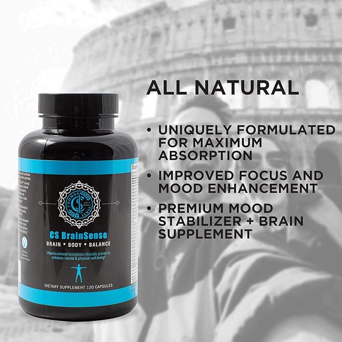 BrainSense Mood Stabilizer &amp Brain Supplement - Enhance Mood Mental Clarity Brain Booster &amp Cellular Health - Nootropic Supplement &amp Micronutrients For Brain Fog By CommonSenseWW 120 Ca