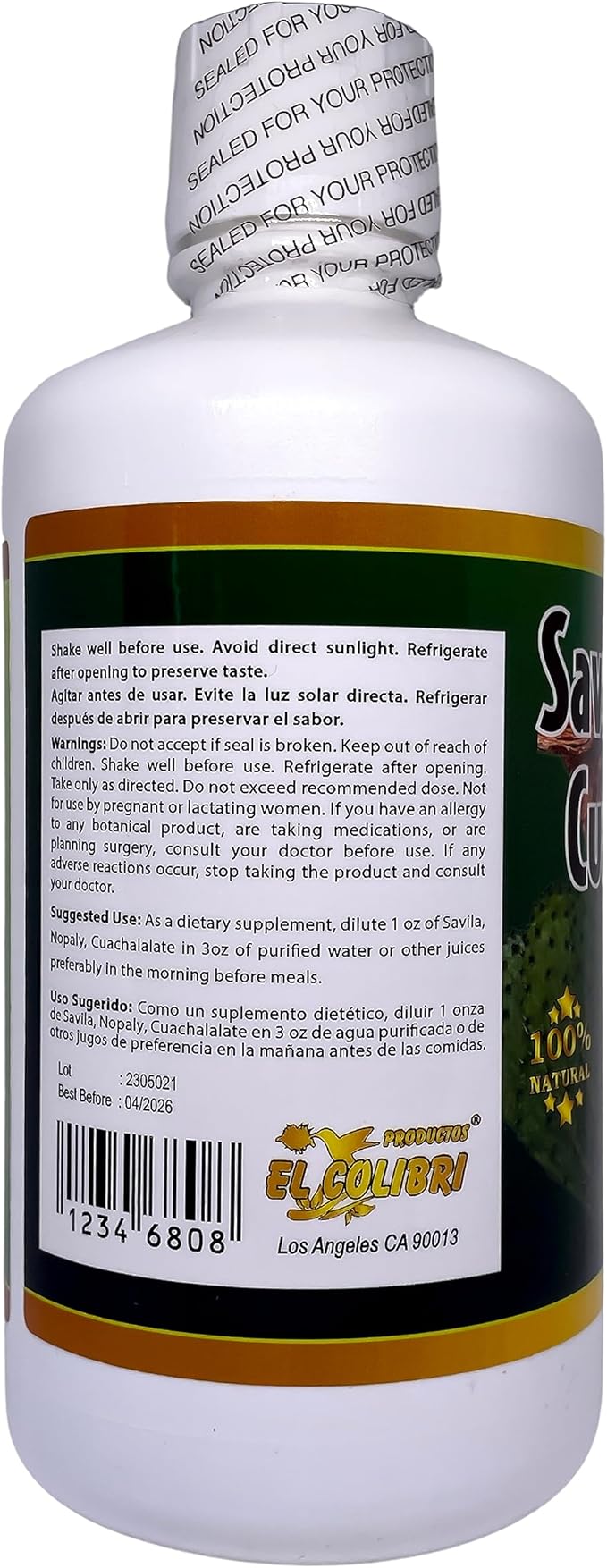 Savila Nopal Cuachalalate Liquid Dietary Supplement 32 floz