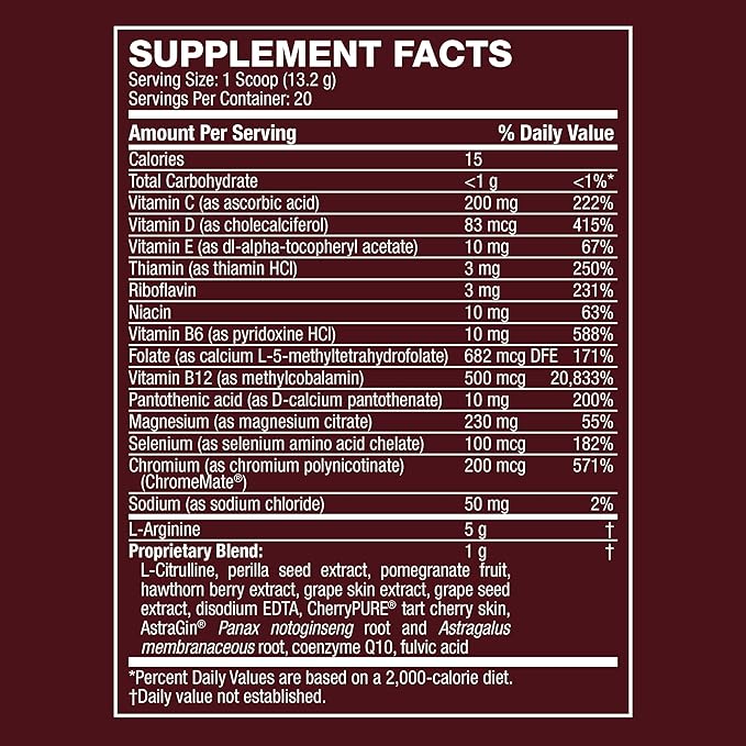 Life's Fortune 5000mg L- Arginine Supplement Powder &amp 1000mg L-Citrulline High Potency Nitric Oxide Health Booster Endurance Workout Performance Natural Mixed Berry Flavor (20 Servings)