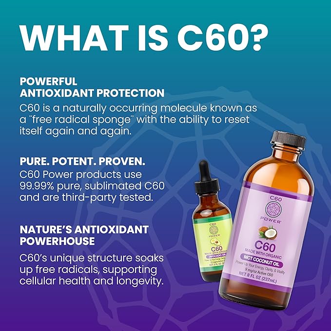 C60 Power Cinnamon Flavored C60 in Organic MCT Coconut Oil - Natural Wellness &amp Antioxidant Support for Men &amp Women 99.99% Pure Sublimated C60 Promotes Energy Clarity &amp Stamina - 8 fl