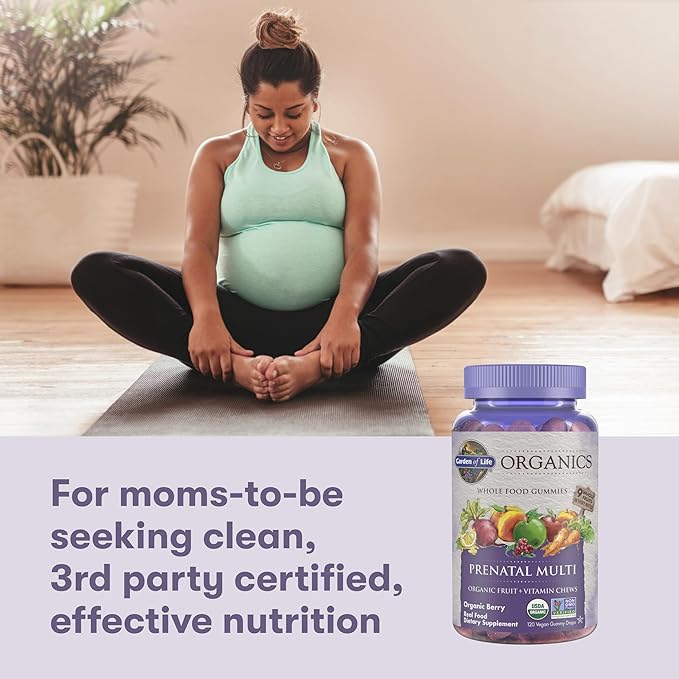 Garden of Life Organics Prenatal Gummies – Prenatal Vitamins for Women with Energy Metabolism Support &amp Healthy Fetal Development Support Berry Flavor USDA Organic Vegan 30 Day Supply