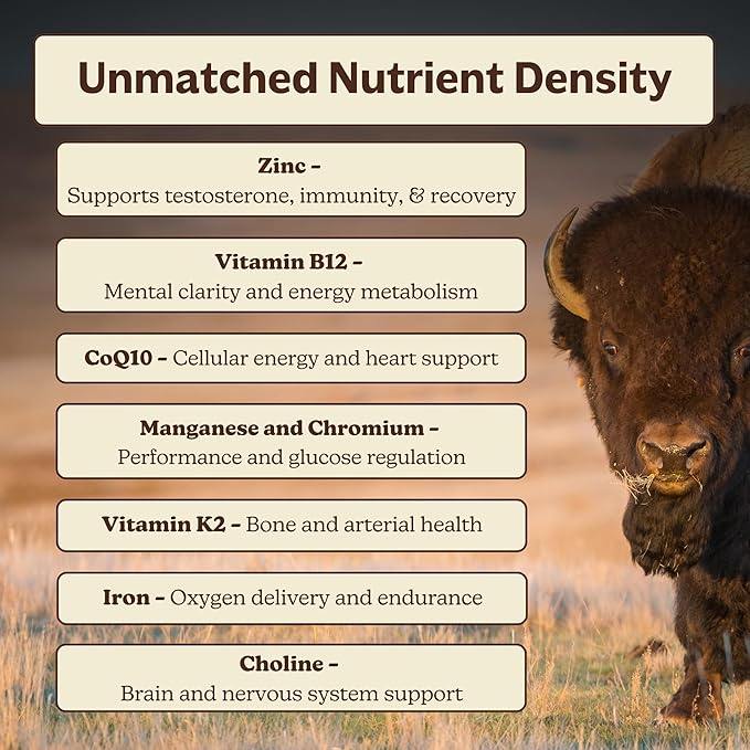 MK Supplements American Beast | Bison Liver &amp Heart Capsules | ~49x More CoQ10 Than Beef Liver | Regeneratively Raised Bison | 150 Capsules