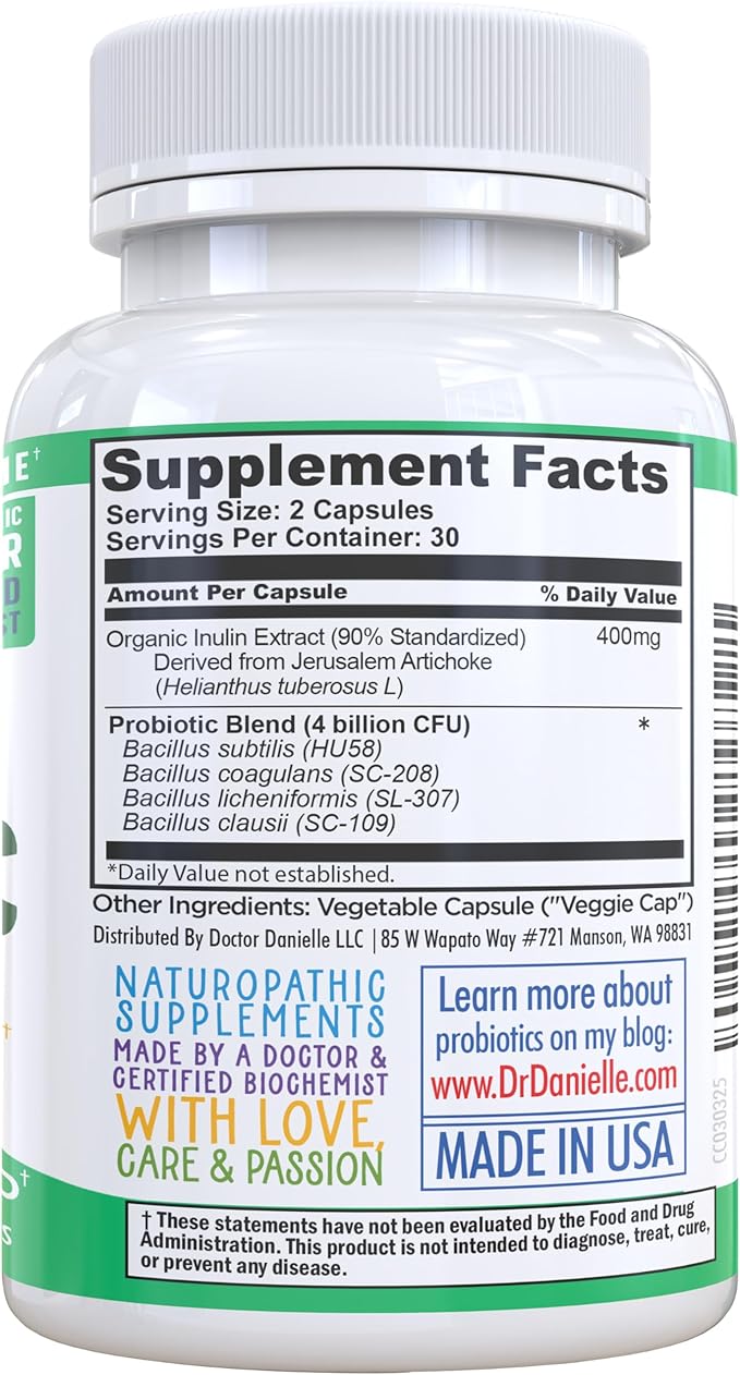 Dr. Danielle Probiotic - Probiotics for Women and Men Adults by Dr. Danielle - Shelf Stable Probiotic Supplement - No Refrigeration Necessary - Bacillus - 60 Capsules