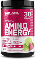 Optimum Nutrition Amino Energy - Pre Workout with Green Tea BCAA Amino Acids Keto Friendly Green Coffee Extract Energy Powder - Strawberry Lime 9.5 Ounce 30 Servings (Packaging May Vary)